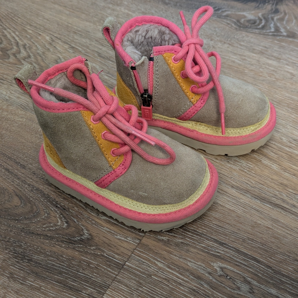 UGG Kids Pink and Tan Boots Size 6